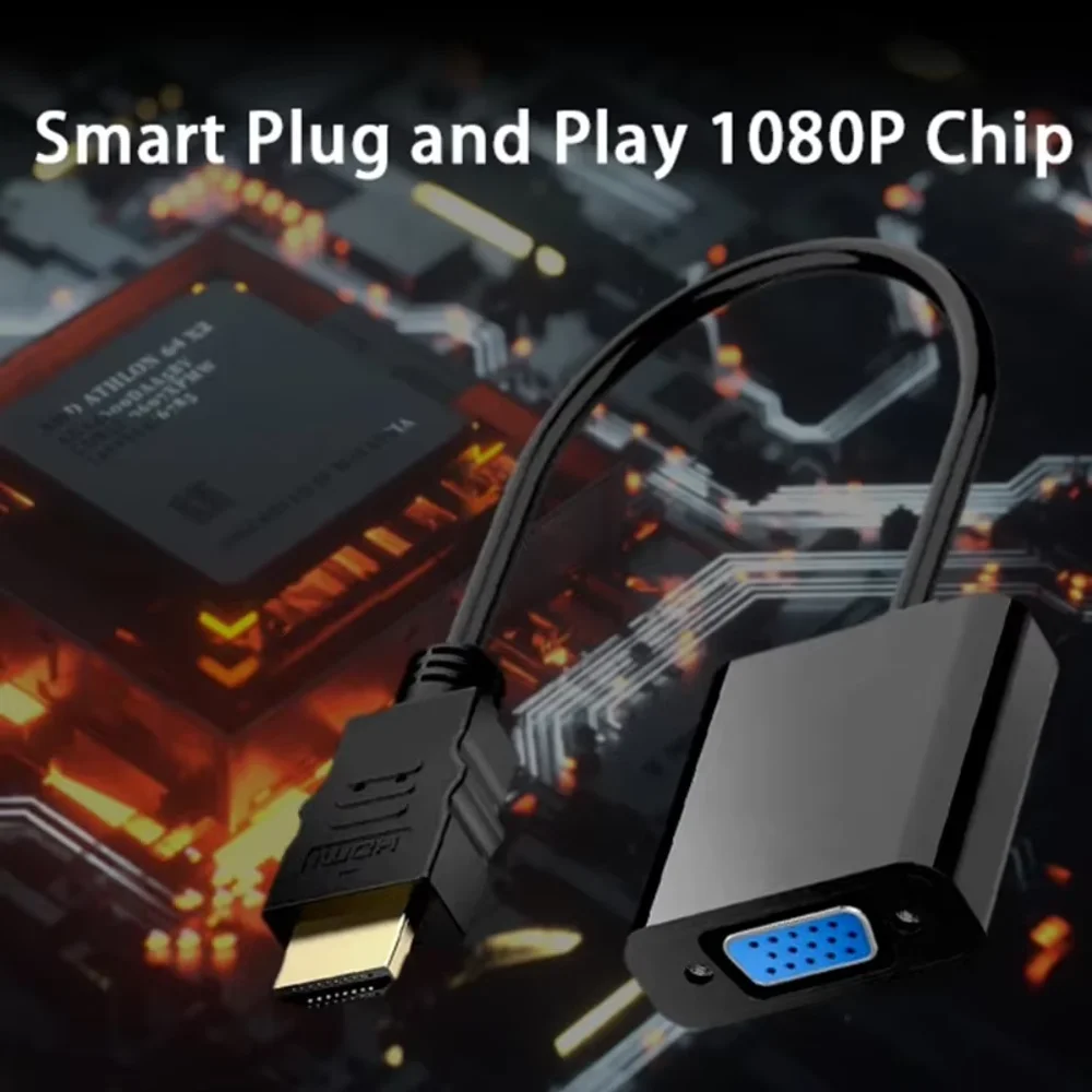 HDMI 호환 VGA 어댑터 케이블 1080P HDMI-VGA 케이블 PC 노트북 TV 박스 프로젝터 디스플레이용 디지털 아날로그 변환기