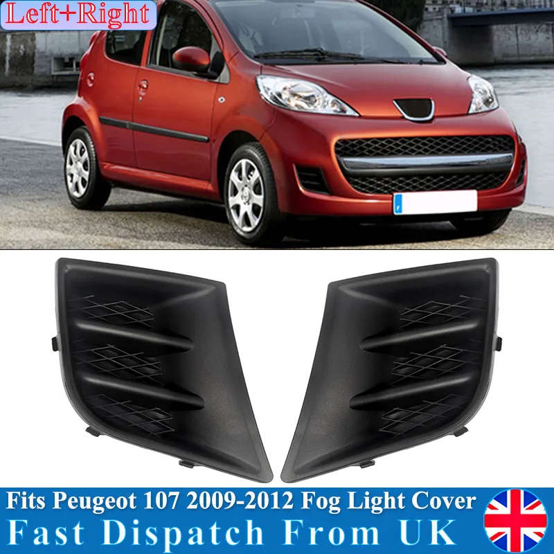 For Peugeot Black Front Lower Bumper Fog Lamp Grille Left + Right Mesh Cover No Light Hole Air Intake Replacement