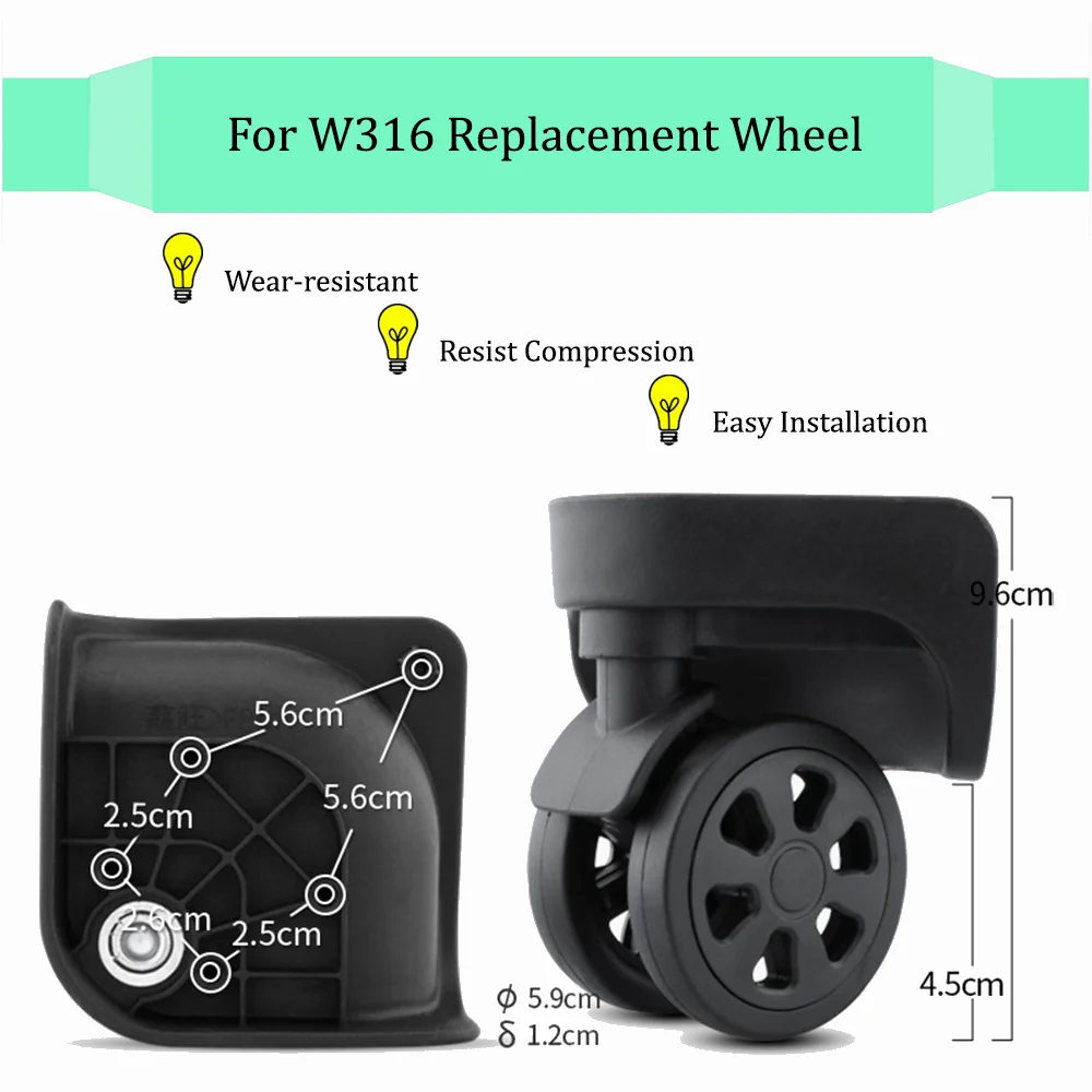 Suitable For W316 Versatile Trolley Luggage Accessories Universal Wheels Suitcase Strong Compression Casters Replacement