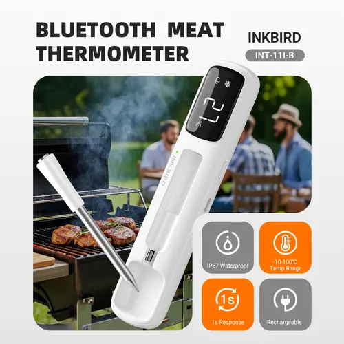 INKBIRD INT-11I-B Mini Wireless Meat Thermometer, Bluetooth 5.4 1000ft, 1s Response, IP67, 26 Presets, LED Display, for BBQ/Gril - Image 6