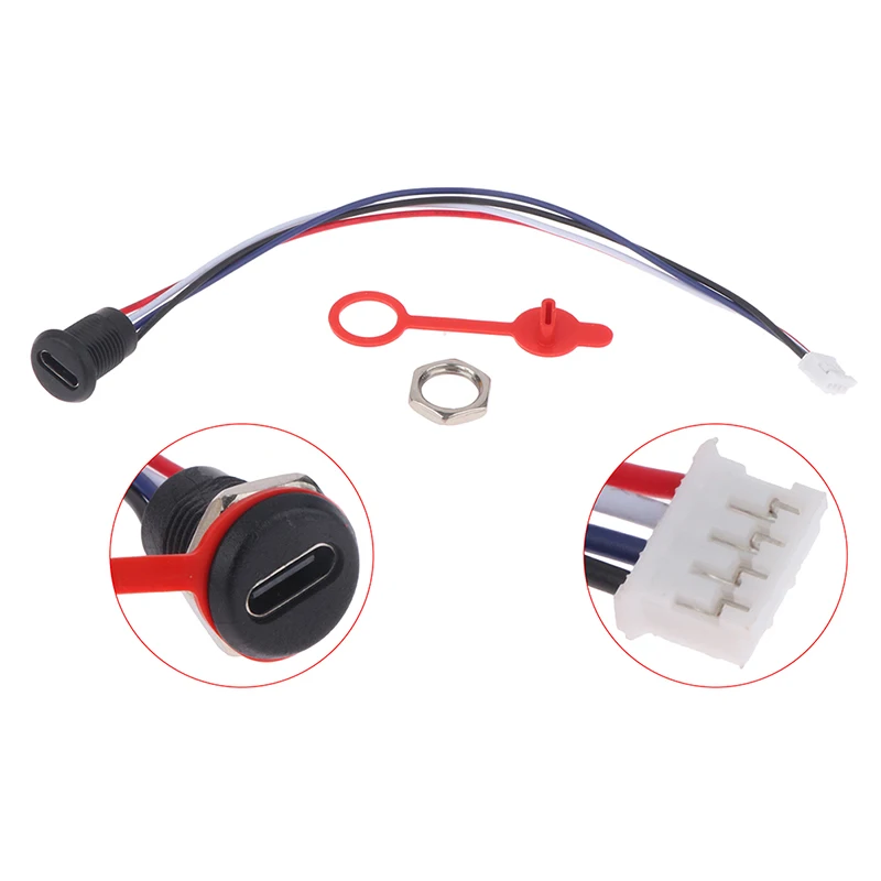 

New 5V 0.5A USB-C 4Pin High Current Charging Socket With PH2.0 Nut Clamp Clamp USB Type-C Female Durable Waterproof Jack