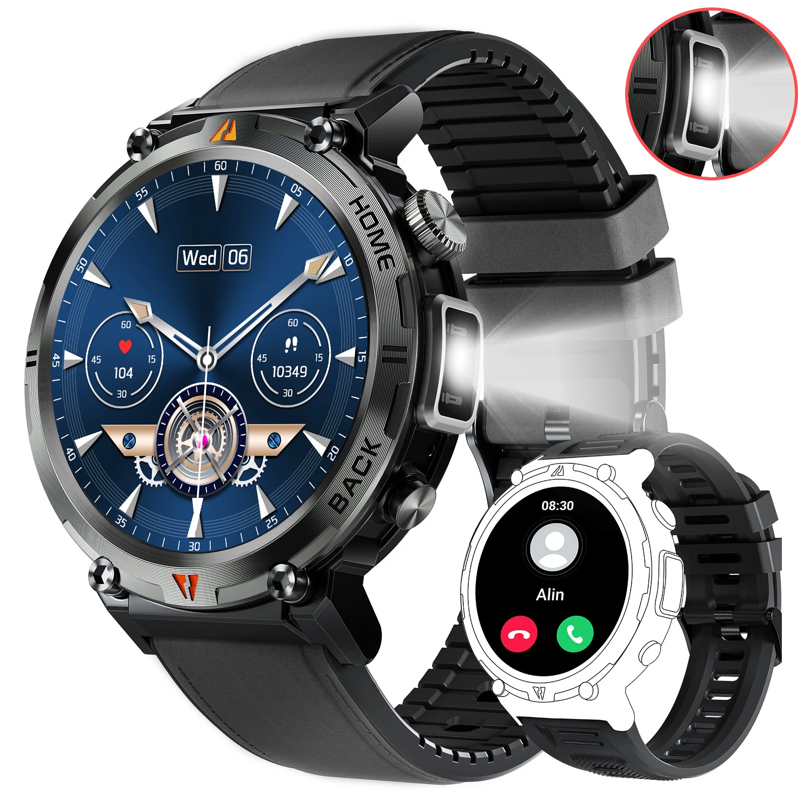 EIGIIS Smart Watch KE3 3ATM Waterproof Original And Genuine Original Design  Men Bluetooth Call Health Monitor With Flashlight