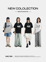 CHIC VEN Women T-Shirts Loose Streetwear Unisex Fun Dog Embroidered Short Sleeve Cotton Girl Tees Female Top Summer 2025 2
