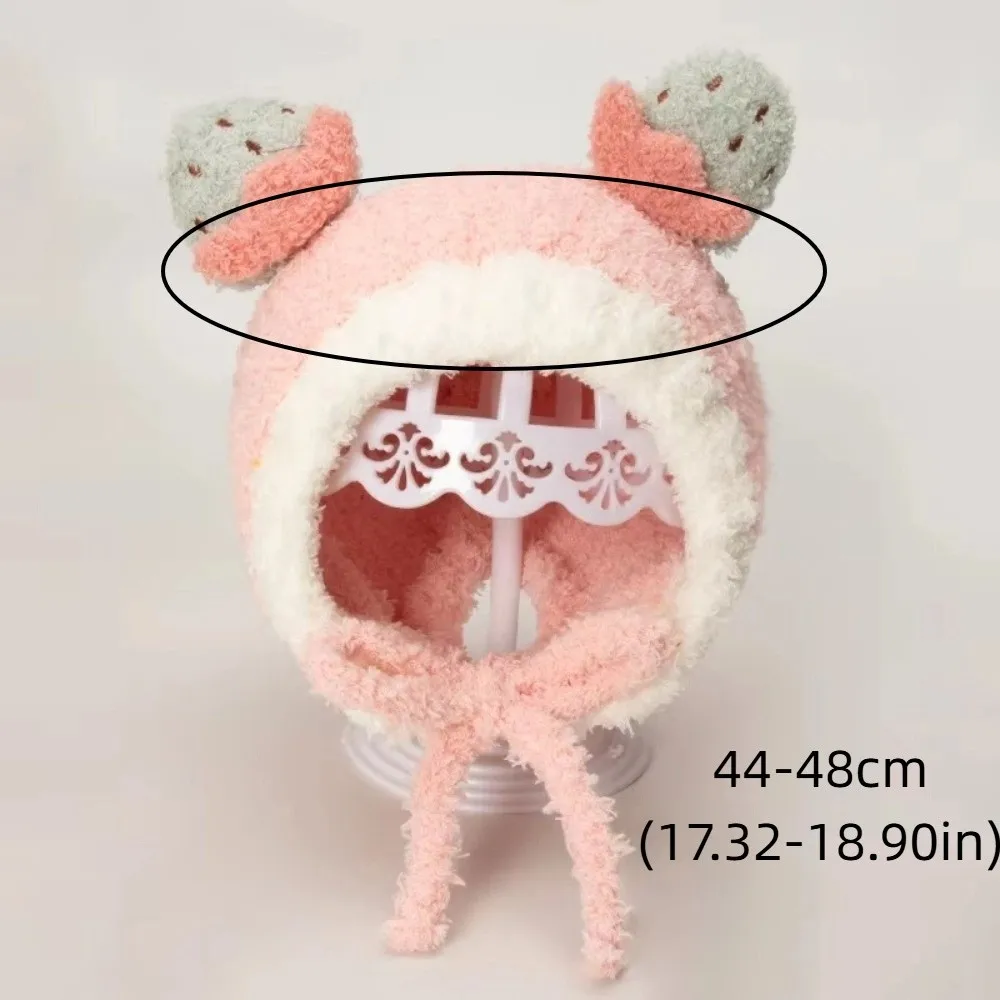 Cute Fleece Fruit Ear Hat Winter Plush Baby Beanie Cap Warm Soft Ear Protection Hat Outdoor