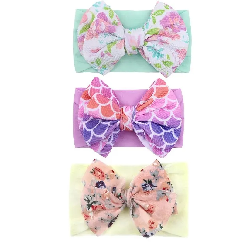 3Pcs Baby Headbands Cute Flower Print Elastic Girls Hair Bands Infant Toddler Turban Baby Hair Accessories hair accessories hair bands hair headband accessories baby headband set