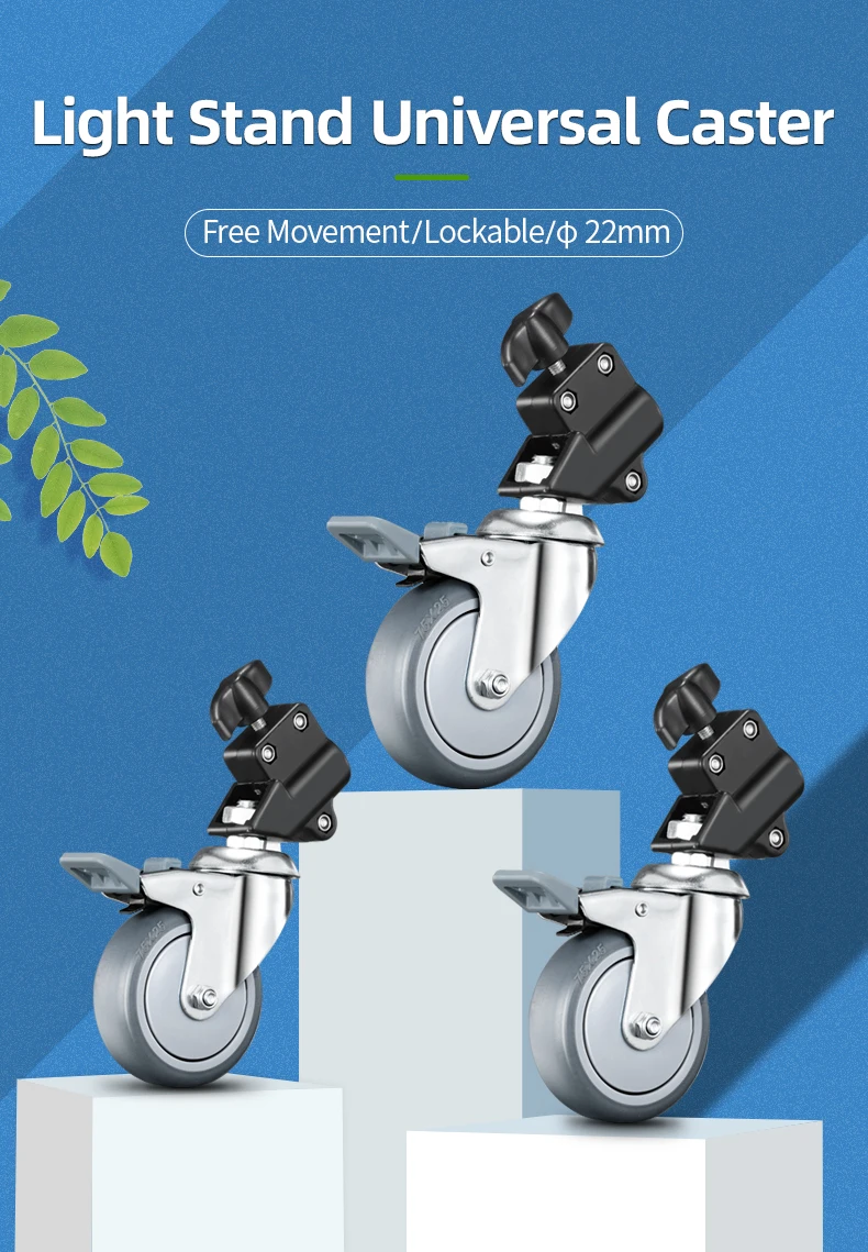 3 PCS Tripod Wheel Heavy Duty 22 MM Diameter Metal For Photography Photo Century