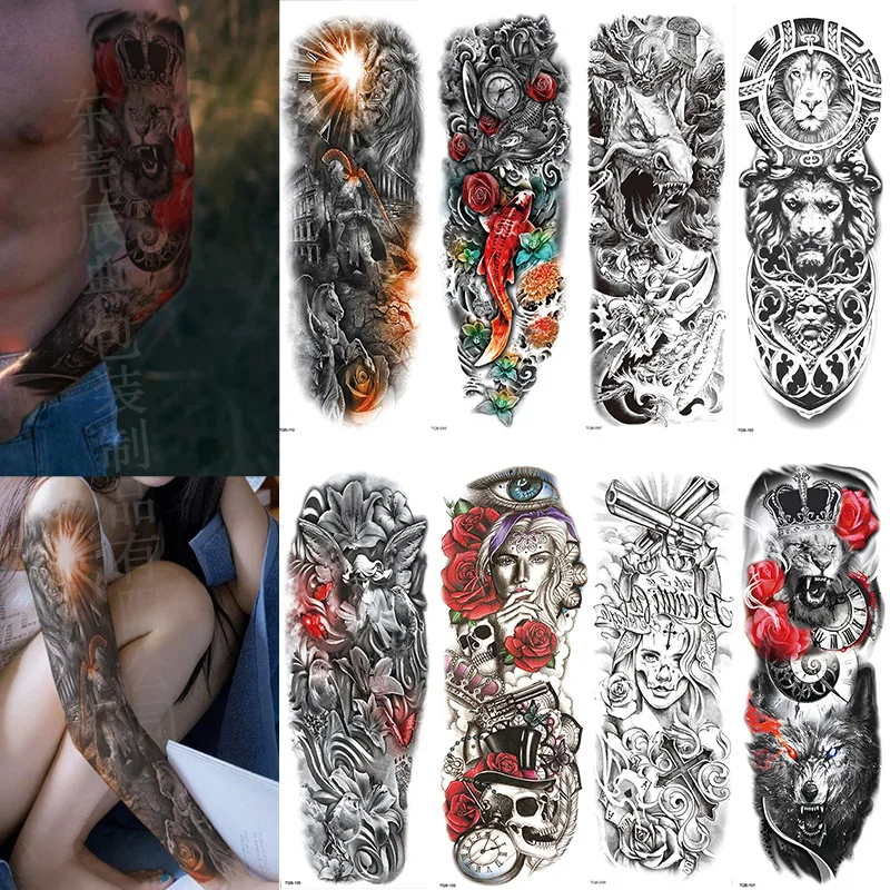

Full-arm Tattoo Sticker Creative Funny Tattoo Sticker Cute Character Skull Temporary Christmas Gift Art Aeshtetic Tattoo Sticker