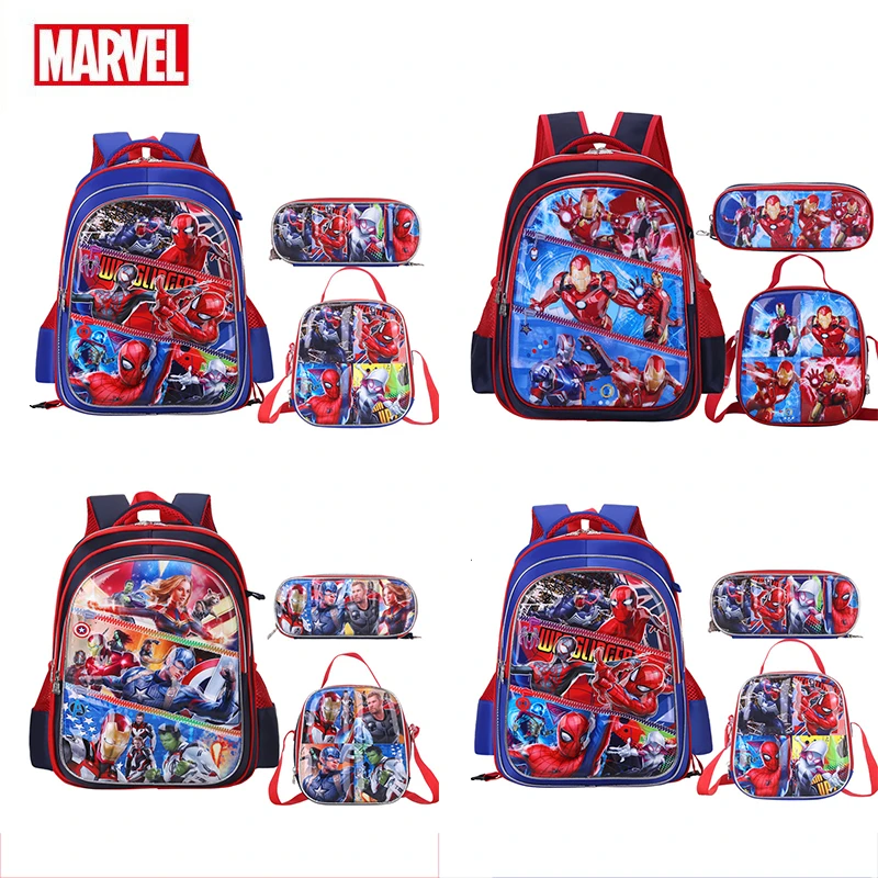 Vermoorden maagd Ontwikkelen 3Pcs Marvel Kinderen Rugzak Spiderman Iron Man Cartoon Lunch Tas Etui  Rugzak Driedelige Set Student schooltas Gift| | - AliExpress