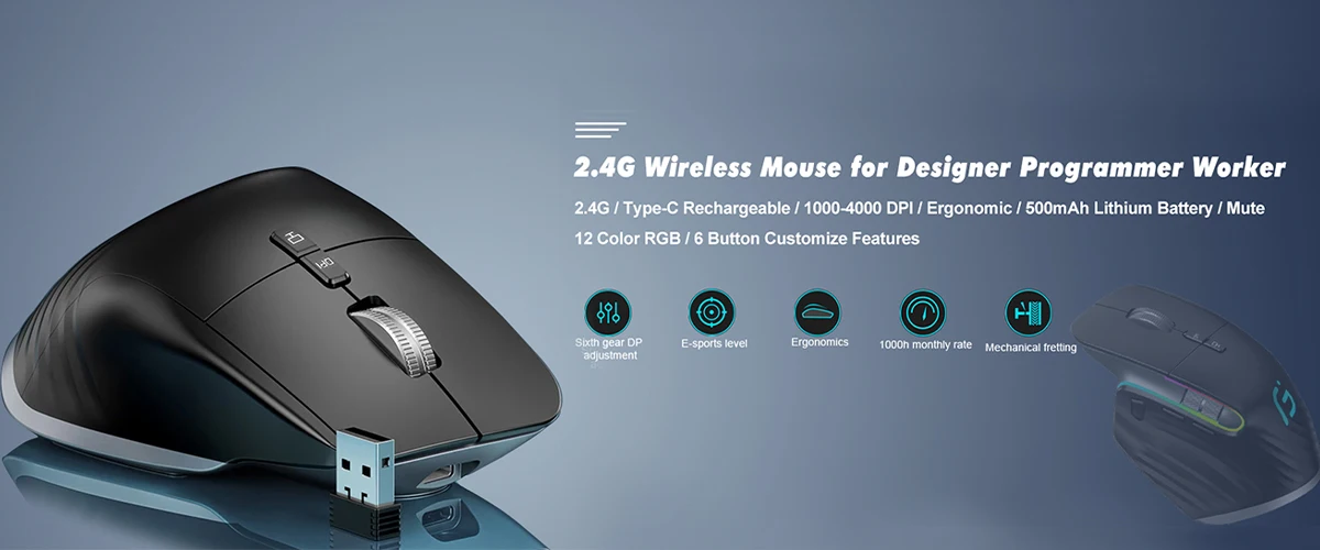 KuWFi Computer Mouse Bluetooth 4.0+2.4Ghz Mouse Wireless Dual Mode 2 In 1 2400DPI Ergonomic Portable Optical Mice for PC/Laptop good wireless mouse