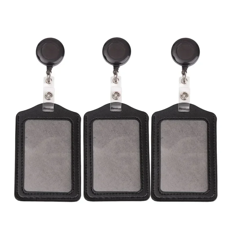 

Fashion Women Card Cover Case Bank Business Work Card Holder with Plastic Retractable Badge Reel Lanyard Credit ID Card Badge