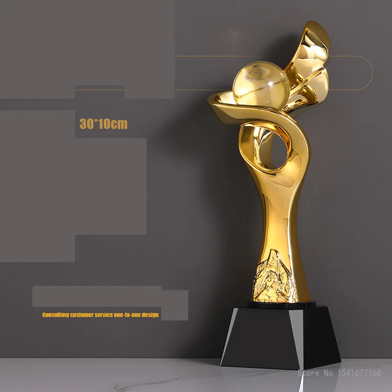 Customized Resin Trophy, High-Transparent Crystal Ball, Sports competition, Award, Home Decoration, Crystal Base Can Carve, 1Pc