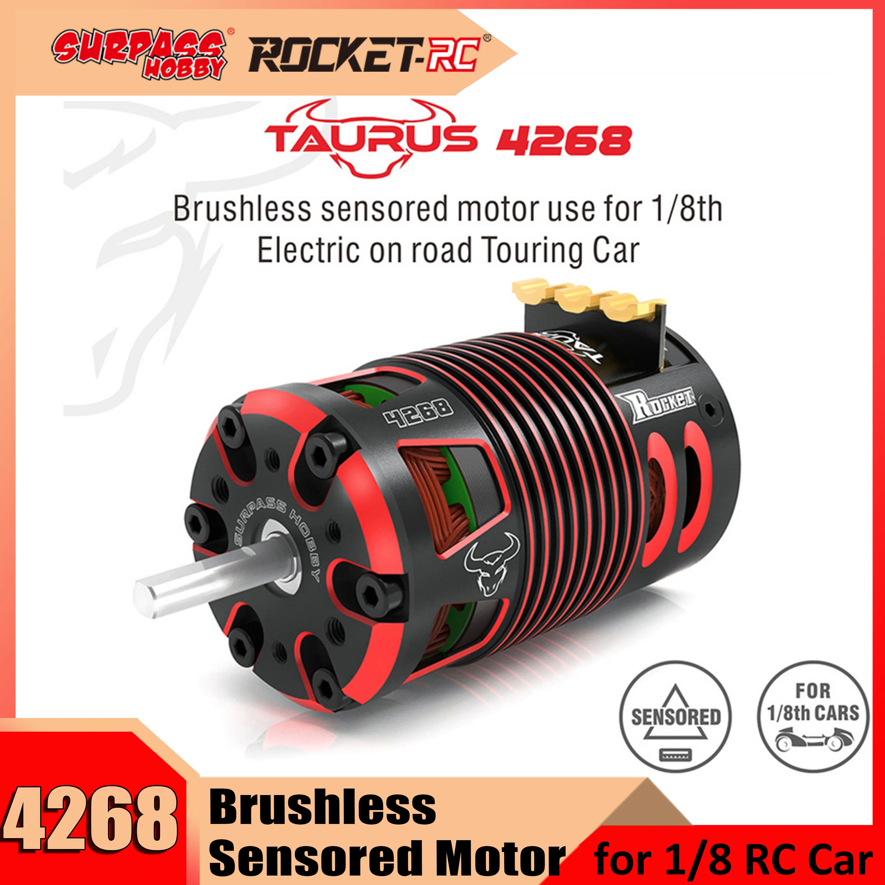 

Rocket 4268 Brushless Sensored Motor for 1/8 on-road RC Car Wltoys ARRMA TRACTION KM HPI Traxxas Trx4 TRX6 Axial Tamiya Redcat