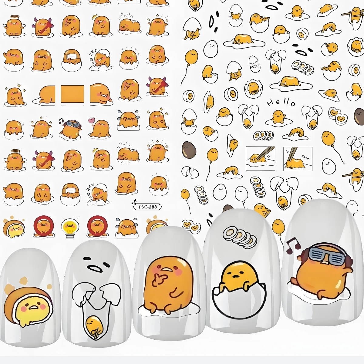 TSC-283 Gudetama Anime 3D Nail Art Sticker Stamp Decal Nail Slider for DIY Fashion