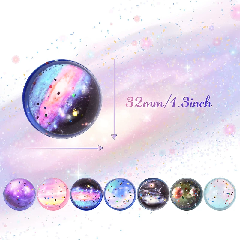10/20Pcs 32mm Space Theme Bounce Ball Starry Sky Planet Jumping Ball Kids Birthday Party Favos Toys Pinata Filler Christmas Gift