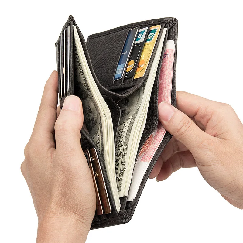 

Crazy Horse Leather Short Wallet For Men Vintage Male Purse Wallet Card Holder Coins Purse High Cowhide Men Wallet Gifts
