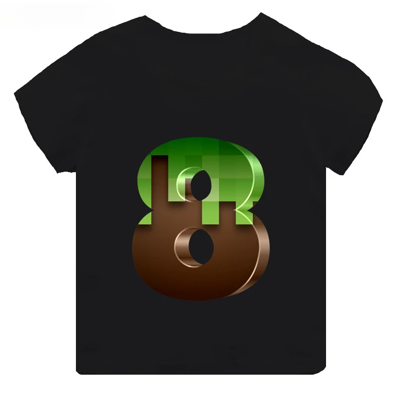 thumbnail image 1 of Camiseta con estampado de juego Mc para niños de 2 a 14 años, divertida camiseta de dibujos animados con números de cumpleaños, regalo para bebés, camisetas de algodón para niñas, 1 of 5