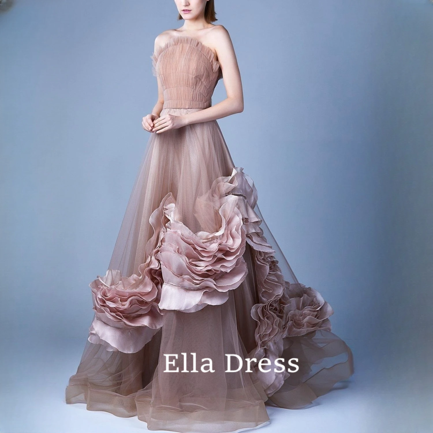 

Женское длинное вечернее платье Ella, элегантное фатиновое бальное платье с рюшами и рюшами, длинные платья для свадебной вечеринки, женское платье для выпускного вечера