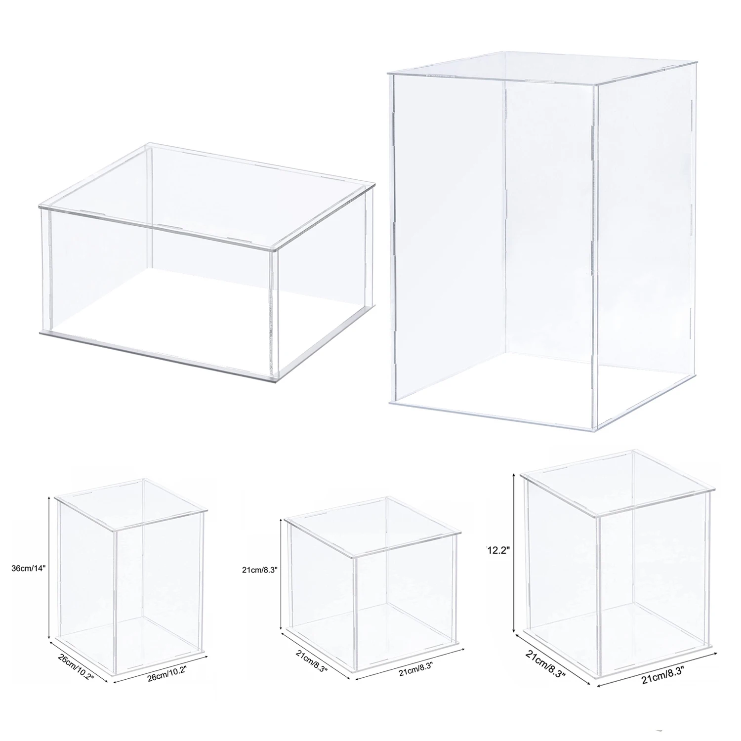 AcrylicStorageBoxWhiteBottomSquareClearCosmeticsStorageBox