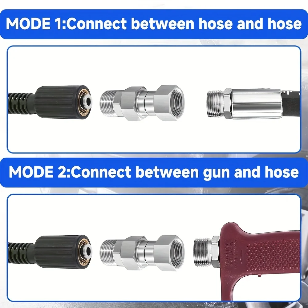 Premium Stainless Steel Rotating Connector: High-Pressure Washer Swivel Joint with Anti-Tangle Hose Adapter