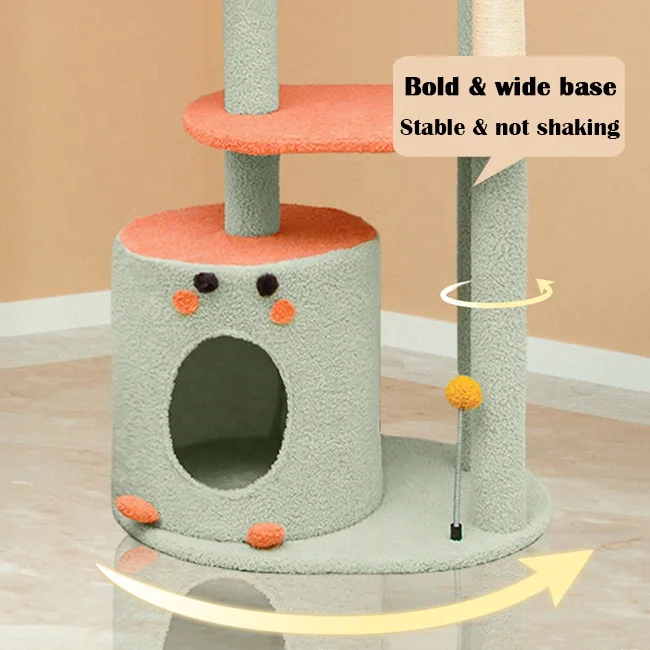 Modern Green Dinosaur Cat Climbing Tower Sisal Scraping Cat Tree