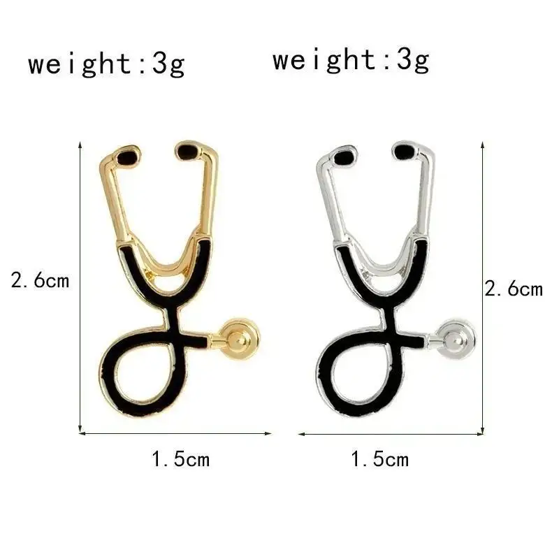 1PCS Elegant Doctor Nurse Stethoscope Brooch Pin Medical Fashion Jewelry Enamel Denim Jackets Collar Badge Button Gift For Girls
