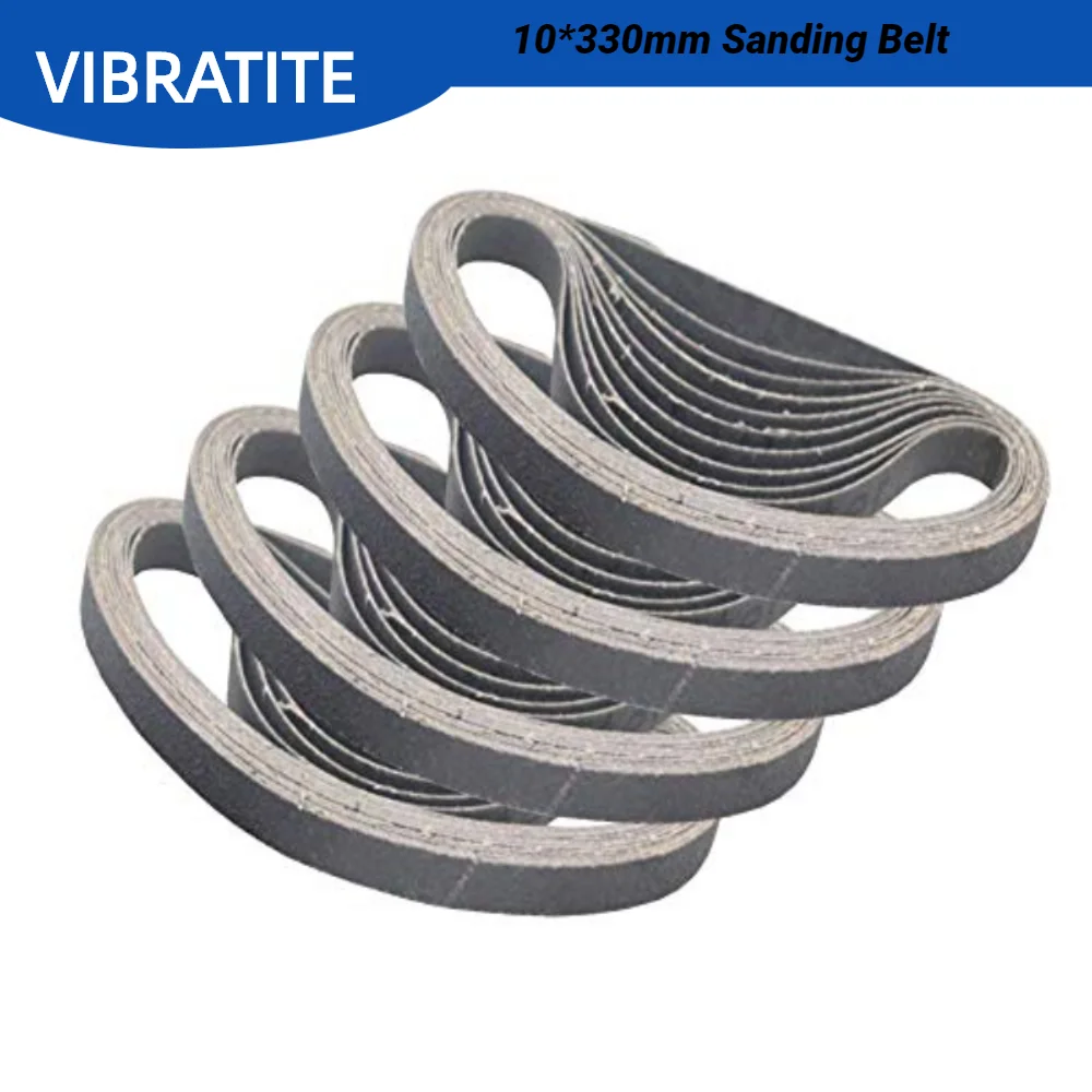 3/8 Inch *13 Inch Sanding Belts Sandpaper Abrasive Bands 10*330mm,60-240 Grits for Sander Grinder Wood Metal Polishing, 10Pack