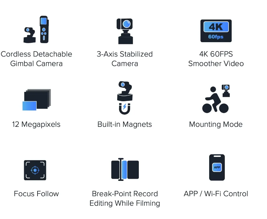 FeiyuTech Feiyu Pocket 3 Cordless Detachable 3-Axis Stabilizer Gimbal  Camera 4K60fps Footage Magnetic Attach AI Tracking Follow