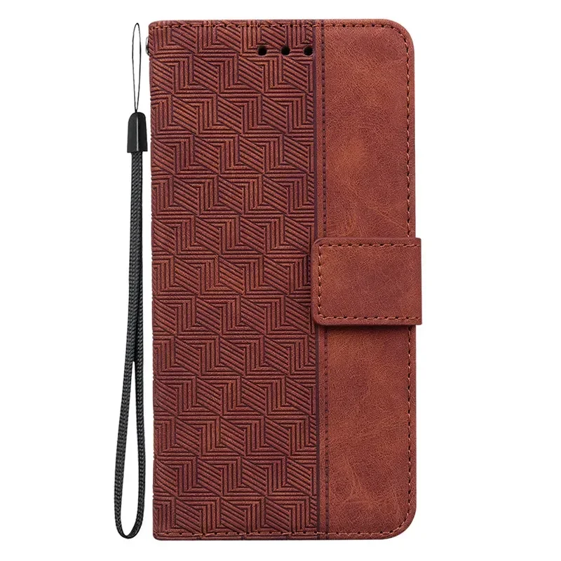 Geometric Textile Pattern Magnetic Wallet Leather Phone Case Cover