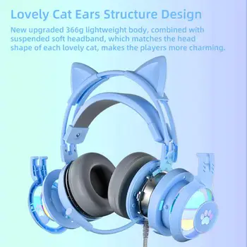 SY-G25 Wired Headphones With Microphone Cute Cat Ear Over Ear Gaming Headsets for E-sport Computer Headphone Laptop Headset 4