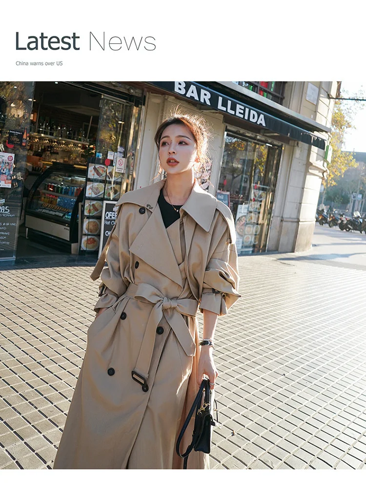 LANMREM Women's autumn winter Grey Super Long Windbreaker Coat Temperament Loose Fit Fashion Tide Autumn 2022 New Arrival 2K2252 ladies long puffer coat