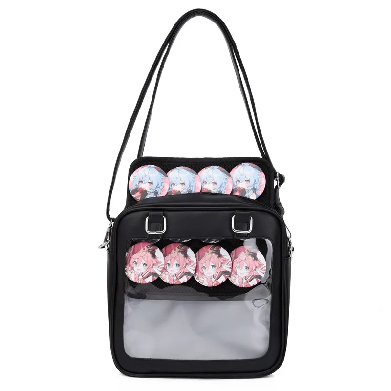 Kawaii Square Ita Bag Heart Backpack Clear Handbags for Women Transparent Luxury Girls Japanese Lolita Style Messenger Bag H205