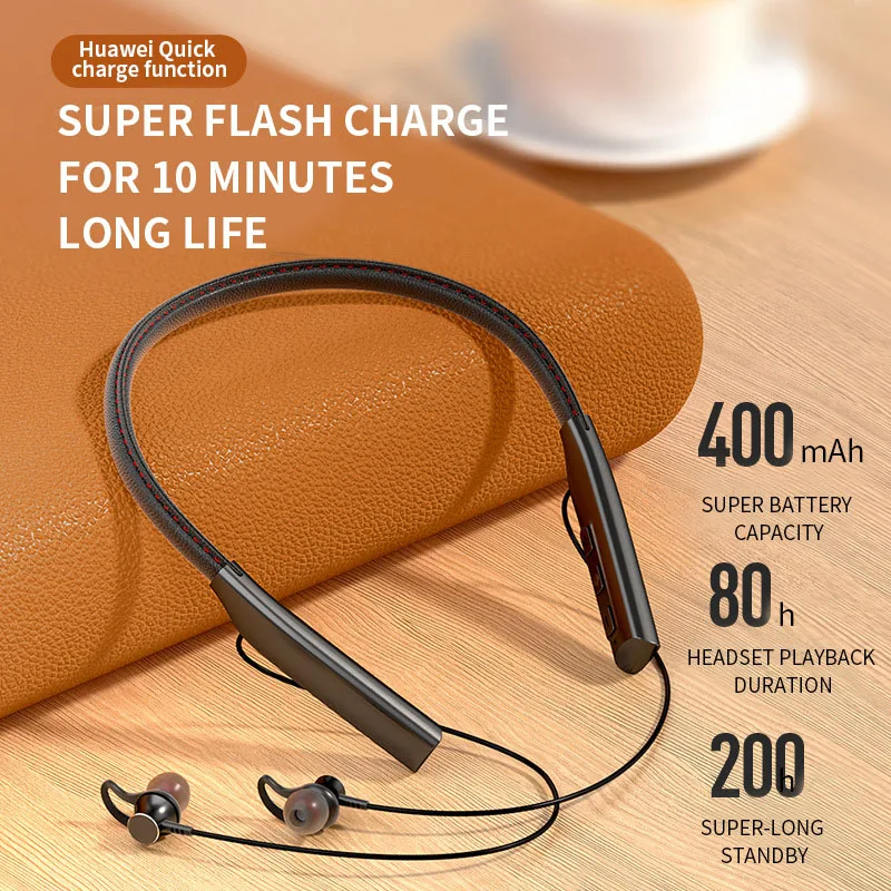 Fone Bluetooth Earphones Wireless Headphones Magnetic Sport Neckband Neck-hanging TWS Earbuds Wireless Blutooth Headset with Mic 3