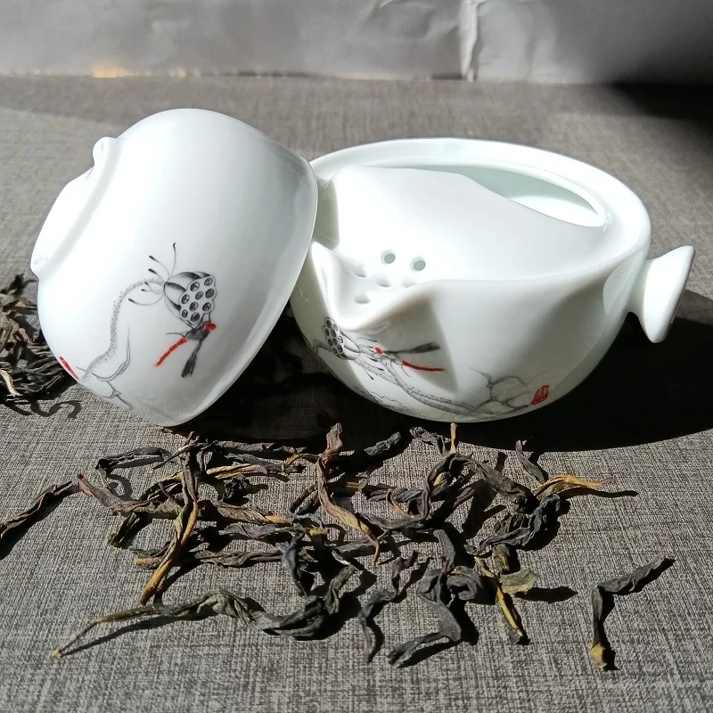Portable Chinese Tea Set Ceramic Travel Tea Set 1 Pot + 1 Cup Elegant Kung Fu Gaiwan Teapot Kettle Office Coffee Cup Drinkware