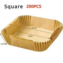 Pack of 50/100 Non-Stick Disposable Baking Papers for Air Fryers and Ovens - Grease-Absorbing, Square/Round Liners (Zhaguo-Square-200pcs)
