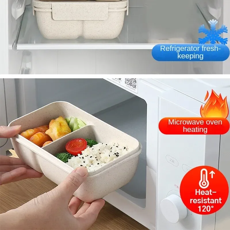 Lunch Box Portable Office Workers Microwave Oven Lunch Box Wheat Tableware Lunch Box Student Large Capacity 2