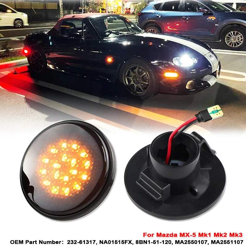 1993 Mazda Miata Front Bumper Pair Of Clear Front Turn Signal Lights For 1990-1997 Mazda MX-5 Miata - Chrome Mazda Miata Turn Signals - Foto 7