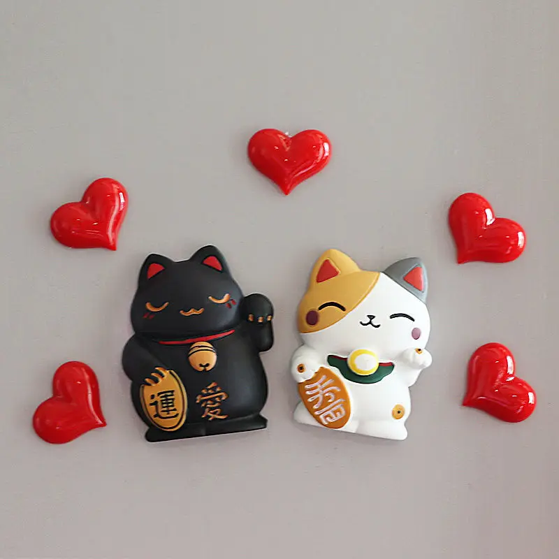 

Creative 3D Fortune Lucky Cat Cartoon Cute Magnetic Refrigerator Love Magnet Message Paste Resin Home Decoration Paste