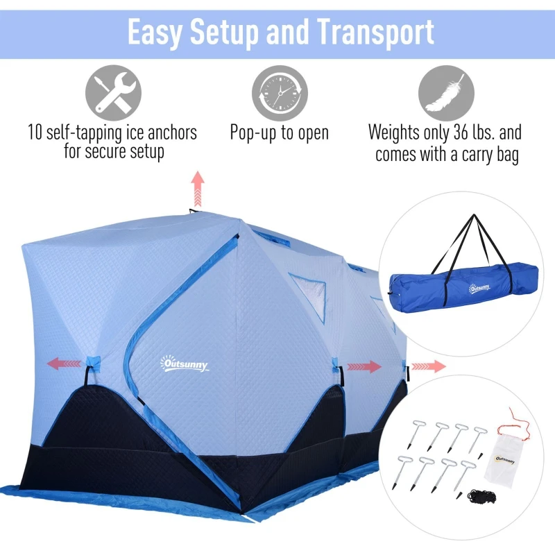 Ice Fishing Shelter Tent Portable 8-Person Pop-up Ice Shelter Insulated Ice  Fishing Tent with Ventilation Windows and Carry Bag - AliExpress