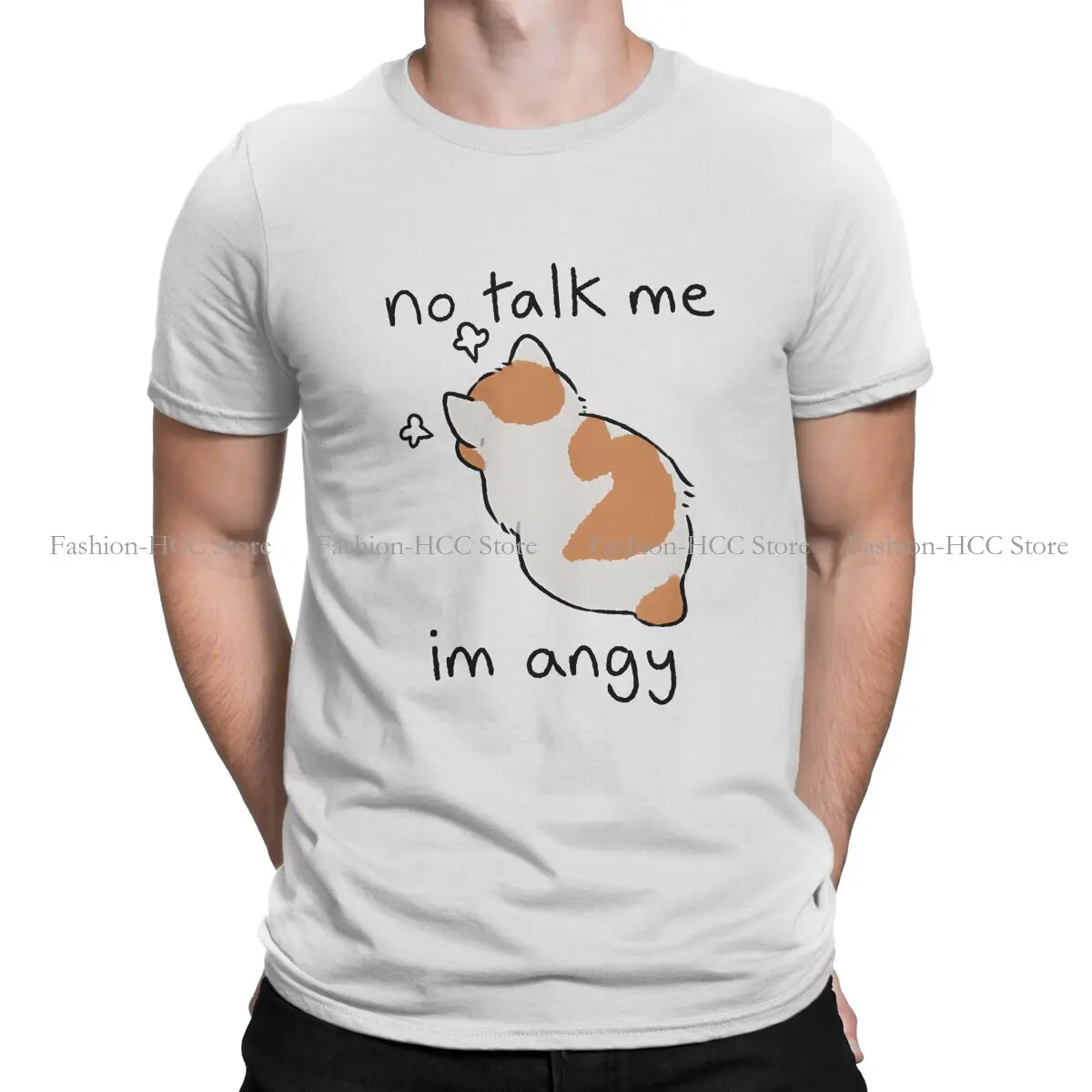 

No Talk Me Graphic Polyester TShirt Cats Printing Tops Casual T Shirt Men Tee