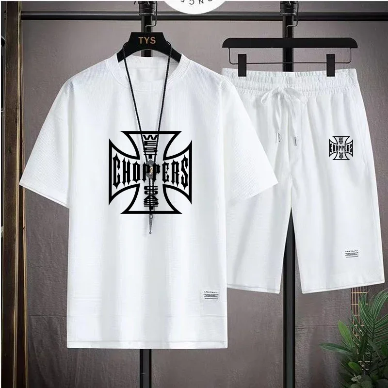 West Coast Choppers Men's Casual T-shirt & Shorts Set Men's Sportswear Loose Workout Costume  Loose Clothing 2-Piece Summer 3