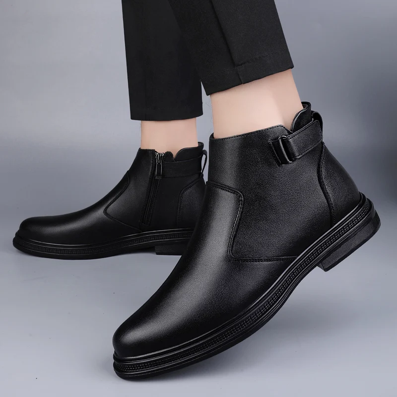 

Men's New Luxury Brand Genuine Leather Boots Formal Business Social Office Dating Party Shoes Comfort High Quality Chelsea Boots