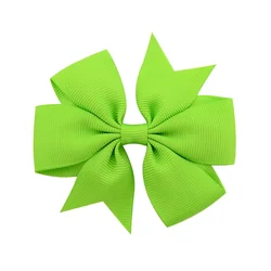 Vibrant Solid Grosgrain Ribbon Hair Bows for Girls - Boutique Hair Clips & Accessories (No 20 Fruit Green)