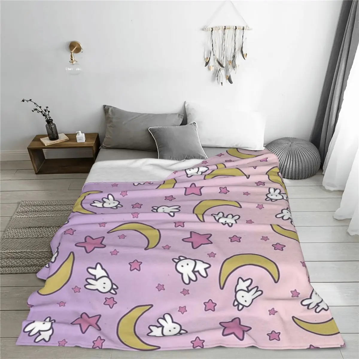 Sailor Moon - Usagi's Print Moon Bunny Blanket Blanket Fleece Super Soft Sofa Throw Blankets For Home Office Throws Bedspread 4