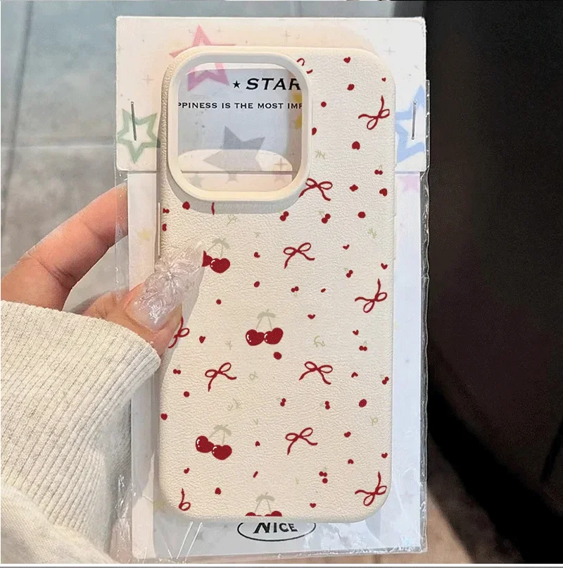 Girly Pink Bowknot Cherry Soft Phone Case