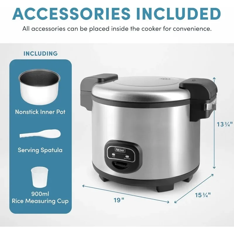 Aroma Housewares 60-Cup (Cooked) (30-Cup UNCOOKED) Commercial Rice Cooker, Stainless Steel Exterior (ARC-1130S), Silver 5