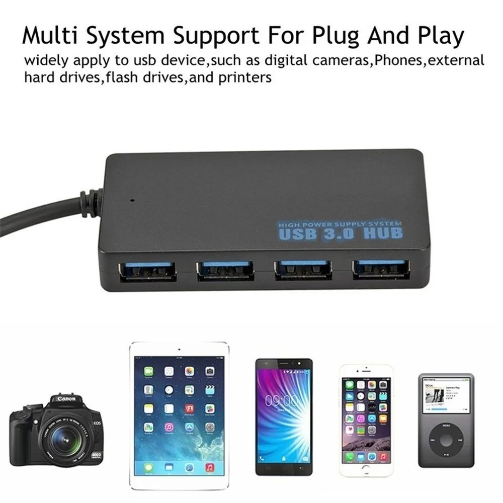4 Port USB 3.0 HUB Extender Adapter High Speed Data Transfer Docking Station Splitter for PC Laptop Accessories
