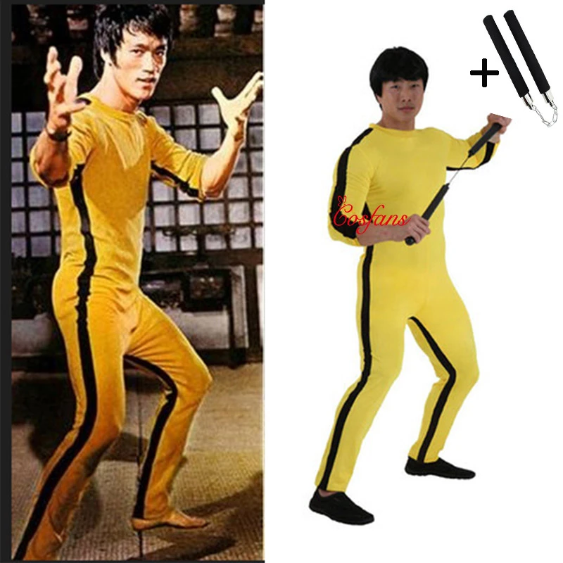 Unisex Adult Kids Bruce Lee Cosplay Jeet Kune Do Chinese Kung Fu Jumpsuit  Cosplay Costume Zentai Suit And Nunchaku Game Of Death - Cosplay Costumes -  AliExpress