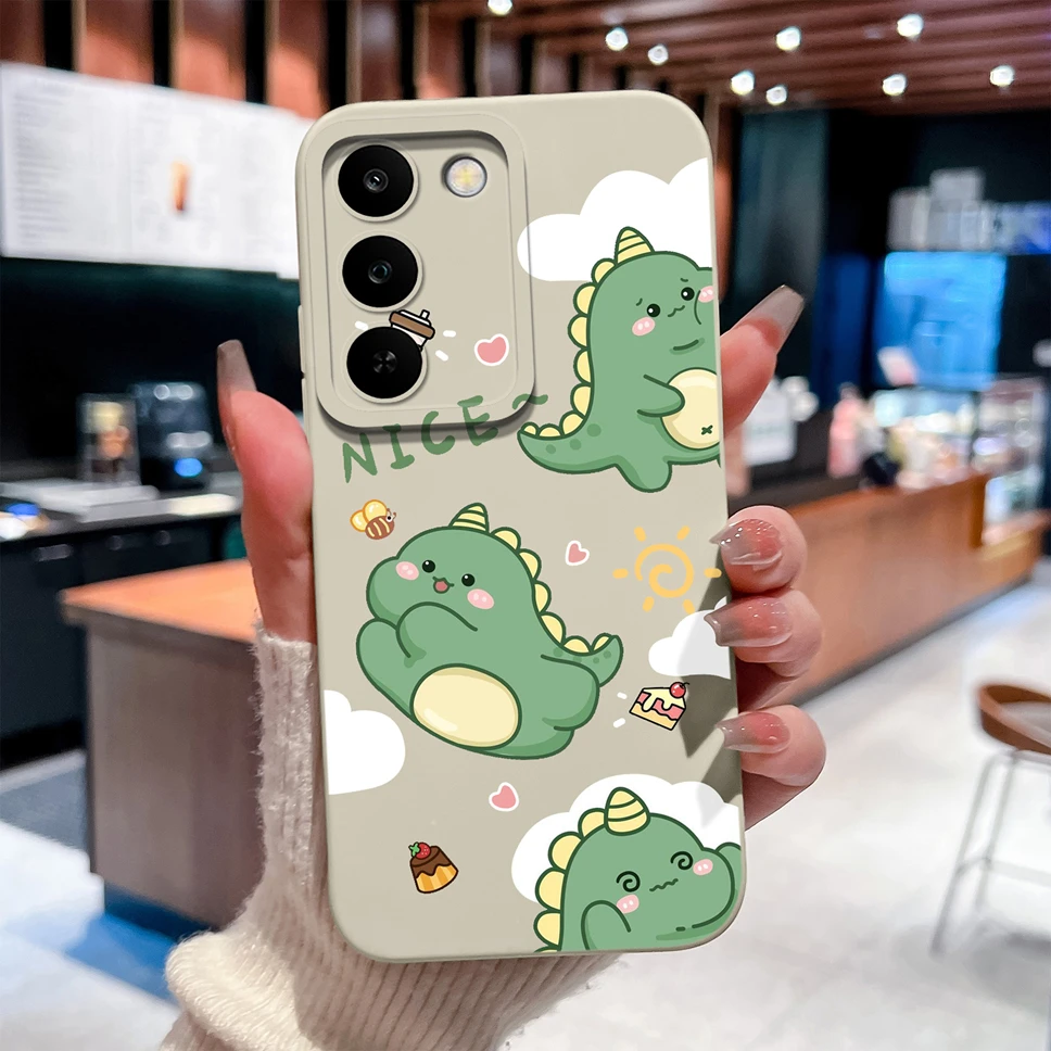 Lovely Dinosaur Slim Liquid Silicone Soft Shockproof Phone Cover, Anti-Slip