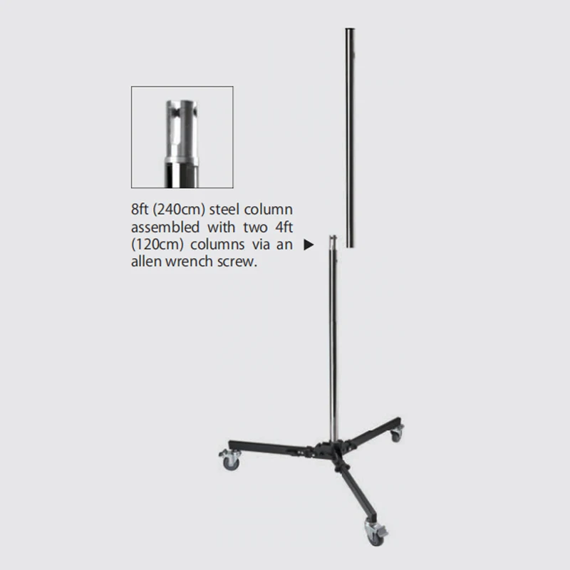 KUPO 390M Steel Column Roller Stand US-KS301912, Spring-loaded Sliding Arm US-KG015711
