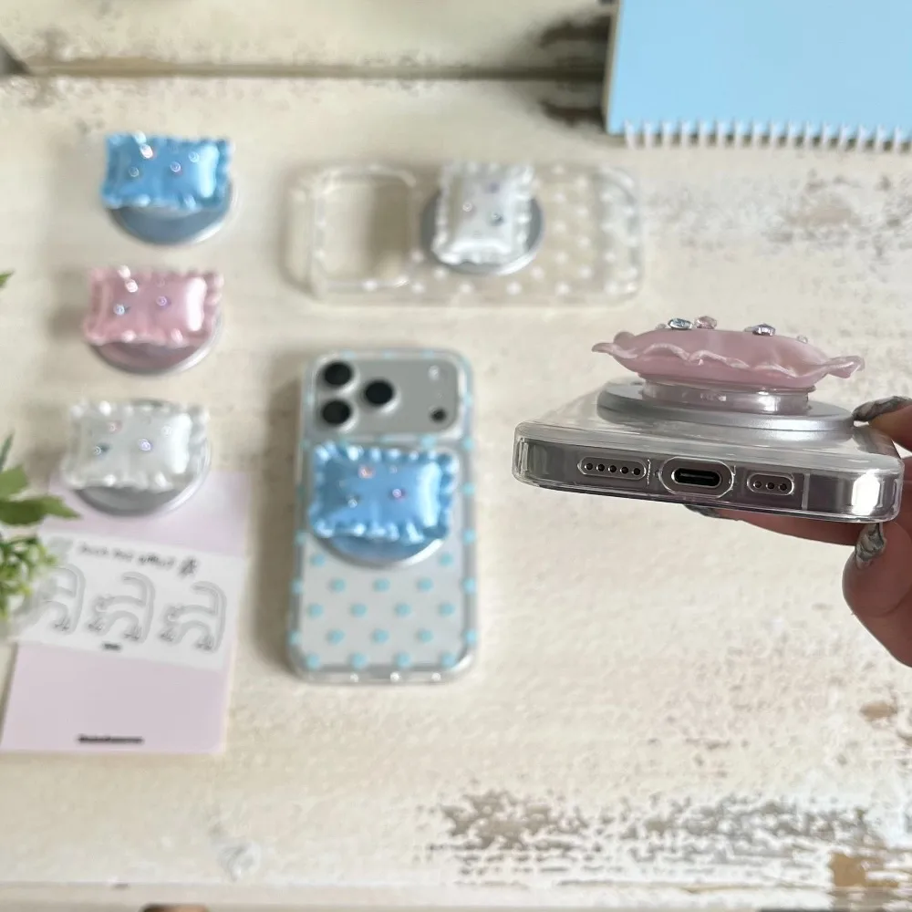 Polka Dot Double Layer Shockproof Magnetic Case with Pillow Holder